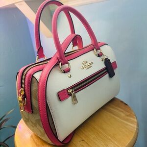 Coach NWT Rowan Pink/White Colorblock Satchel Bag